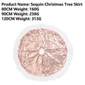Falda para árbol de Navidad con lentejuelas oro rosa y borde de piel sintética blanca. - Diámetro 80cm / Champán
