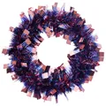 Festive Independence Day wreath featuring blue and red tinsel with US flags patterns - Style B (American Flag Decorative Wreath)