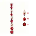 Detailed view of 9pcs Christmas glass ornament set with Santa, shiny and matte red balls - Red