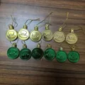 St. Patrick's Day hanging ornaments with Leprechaun hat design in metallic gold and green colors - Mixed Colors (Set of 12) / Set of 12