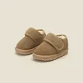 Toddler warm brown suede snow boots with cozy faux fur lining and velcro strap - Size 16 / Inner 12.5cm / Khaki (Low Top)