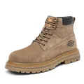 Durable brown suede men's work boot with high-top lace-up design and warm lining - 38 / Flats / Brown