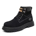 Schwarze gefütterte Leder-Martin-Stiefel für Herren Winter-Outdoor - 38 / Schwarze mit Fleece gefütterte Martin-Stiefel