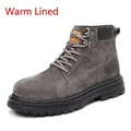 Graue Retro-Wildleder-Herren-Martin-Stiefel mit warmem Fleecefutter und robuster Gummisohle - 38 / Grau Fleece-Gefüttert