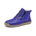 Lebhafte blaue handgenähte Martin-Stiefel mit weicher Sohle und seitlichem Reißverschluss - 35 / Lila