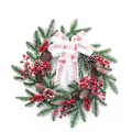 40cm Christmas wreath with red berries, pine cones and PE needles on white background - 40CM Wreath