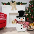 Weißer Lametta-Weihnachtsschneemann mit gestreiftem Schal in festlichem Raumdeko - Weihnachtsschneemann-Ornament (Weihnachts-kleiner Schneemann)