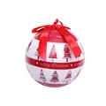 Bola de Navidad de 7,5 cm con lazo rojo e impresión Merry Christmas para decoración - Árbol de Navidad Verde de Esmalte