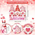 Valentine's Day wooden gnome welcome sign for outdoor front door porch decor 11.8 inch - Heart and Letter Gnomes Style (款3)