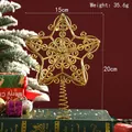 Elegant gold hollow metal wire star Christmas tree topper decoration ornament 20cm - Style D (20820) / 20x15cm