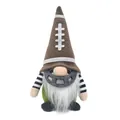 Handmade plush American football gnome doll featuring referee stripes and helmet mask - Green