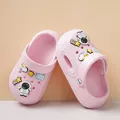 Comfortable pink children's garden clogs featuring cute cartoon astronaut and star charms - 26 / Pink