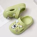 Comfortable light green kids clogs with astronaut and star cartoon charms - 26 / Green