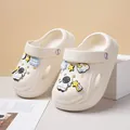 Children's cream white comfortable clogs featuring cute astronaut and star decorative charms - 26 / Off White