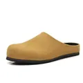 Mules retro de ante para hombre en amarillo mostaza con suela negra plana - 39 / Camel