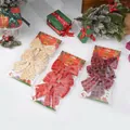 Festive plaid Christmas tree bows in red, gold and burgundy, ideal for holiday decor. - Red Plaid Pattern (15523)