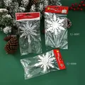 Étoiles de sapin de Noël en flocons de neige pailletés blancs et argentés - Cime de Sapin Flocon Ajouré (YJ-0098) / 12*20cm