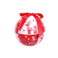 Bola de Navidad decorativa de 7,5 cm con diseño de reno rojo y un lazo de seda roja - Reno Rojo Blanco