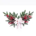 Guirnalda de Navidad nórdica con bayas rojas de PE, piñas y lazo de Merry Christmas - Forma de Cuerno de 60cm