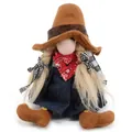 Handmade cowgirl gnome plush doll with blonde braids and denim skirt home decoration - Cowgirl Style (12*10*24cm)
