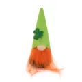 Handmade St. Patrick's Day gnome figurine with shamrock detail and bright orange faux fur beard - Style A (Orange Beard)