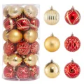 30er-Set 6cm rote und goldene Weihnachtskugeln mit verschiedenen Mustern und Oberflächen. - 30 Stück Set (6cm) / Rot & Gold