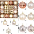 44-teiliges Set Weihnachtskugeln in Champagner-Gold mit verschiedenen Größen und Designs - 44 Stück Packung / Champagner
