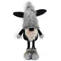 Close-up detail of cute dog gnome plush doll with grey furry hat and bone accessory - New Silver-Grey Standing Style(BH235327) / 20x10x40cm