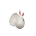 White bunny-shaped Easter egg candy container with openable shell and cute pink ears - Rabbit / White