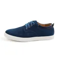 Men's large size navy blue suede casual shoe with white sole and classic lace-up design - 38 / Blue