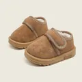 Cozy brown baby snow boots with soft sole and thick fleece lining for winter walker shoes - Size 17 (Inner Length 12cm) / Khaki