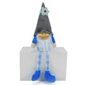 Close-up of cute gnome doll with resin face and blue plaid hanging legs - Male Style (BH247562A) / 10*7*33cm