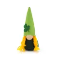 Handmade St. Patrick's Day gnome plush with green shamrock hat and yellow braids - Style D (Yellow Braids)