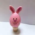 Cute pink Easter bunny egg toy with cartoon face and wooden stand display variant - Rabbit / Pink
