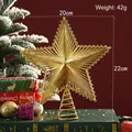 Decorative gold electroplated hollow star Christmas tree topper, 20cm width and 22cm height - Style C (20321) / 20x22cm