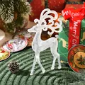 Detailed macro view of a glittery white Christmas reindeer figurine for festive holiday decor - Deer (YJ-265) / 15x9cm