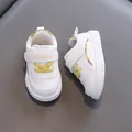 White leather toddler sneakers with yellow laces and non-slip soft sole for 1-3 years - Size 16 / Inner 12.5cm / Gold