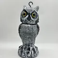 Realistic owl decoy ornament with rotating head for garden bird deterrent - Rotating Pointy Ear with Hook (PE Bag)