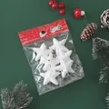 Detail showing six white foam star ornaments with sequins inside clear plastic packaging - Pentagram / 8CM (Set of 6)