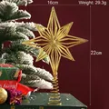 Exquisite gold hollow Christmas tree topper star measuring 16cm wide and 22cm in height. - 16x22CM