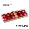 Set de 12 bolas de Navidad rojas de 6cm de diámetro en caja de regalo de kraft - Juego de 12 / Rojo