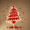 Roter DIY Filz-Weihnachtsbaum für die Wand mit warmer LED-Lichterkette für Festdeko - Stil 1 Gerader Baum
