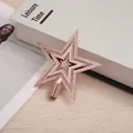 Elegant rose gold electroplated hollow five-pointed star Christmas tree topper ornament - 10cm / Rose Gold