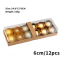 Juego de 12 bolas de Navidad doradas de 6 cm en un paquete de caja de regalo - Juego de 12 / Dorado