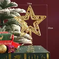 Exquisite golden hollow star Christmas tree topper, 20cm height with a flexible spring base - Empty Five-pointed Star (21116) / 20x14cm / Gold