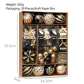Premium 50pcs Black and Gold Christmas Ornament Set in Kraft Gift Box with Dimensions - 50 Pieces / Black & Gold