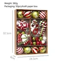 50-piece Christmas ornament set with assorted red and green decorations in kraft box - 50 Pieces / Red Green White