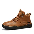 Braune, handgenähte Outdoor-Lederstiefel für Herren mit rutschfester Gummisohle für Halt - 38 / Hellbraun