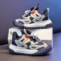 Boys' casual sports sneakers with rotary buckle and astronaut charm - 28 / Dark Blue