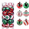 Set mit 30 festlichen 6cm Weihnachtskugeln in Rot, Grün und Weiß, bemalt - 30 Stück Set (6cm) / Rot Grün & Weiß Stil 2